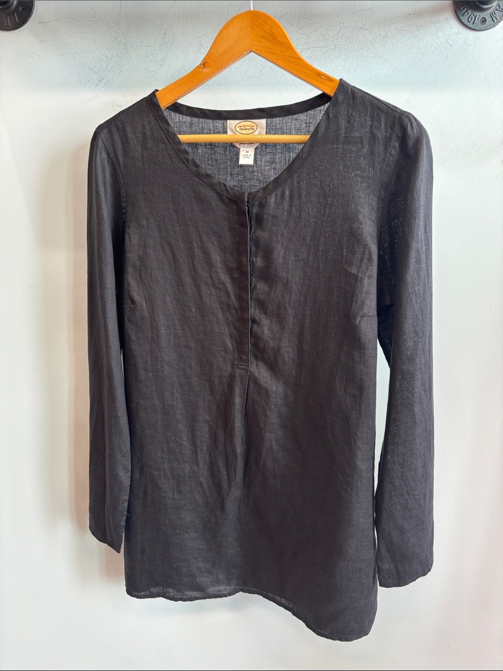 Talbots Black Long-Sleeve Women’s Irish Linen Top